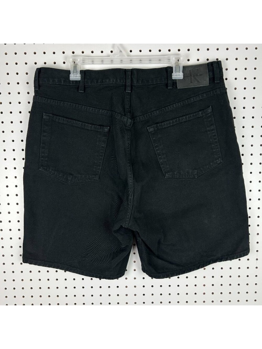 Calvin Klein Vtg Black Denim Shorts Size 38 High Rise Wide Leg Baggy Women's 90s